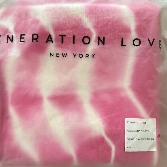 NWT GENERATION LOVE Anna Tie Dye Knit Jogger In Pink & White Size S - Picture 11 of 12
